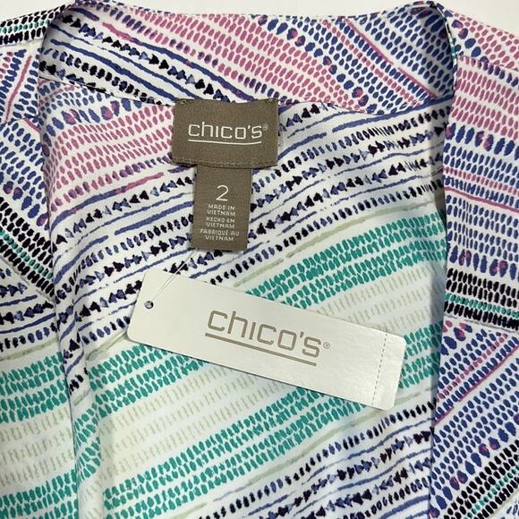 Chico's Rainbow Dots Easy Kimono Jacket Cover Cardigan Multi Color Size 2 = L - Picture 11 of 16